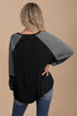 Contrast Print Striped Raglan Crew Neck Loose Long Sleeve Top
